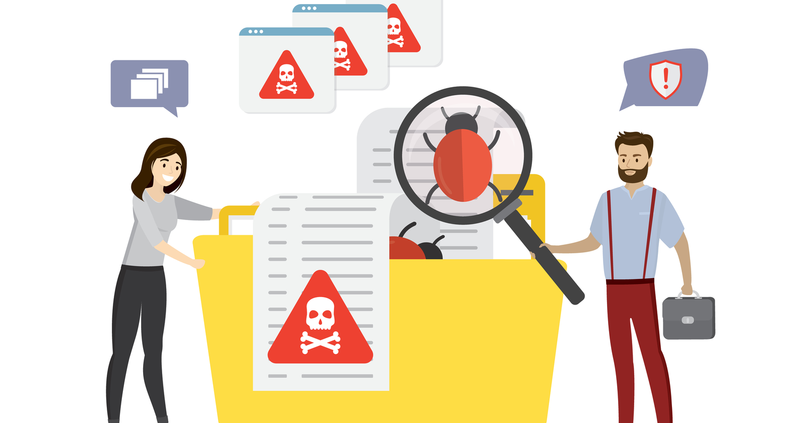 vector art representing spam and bugs on a website