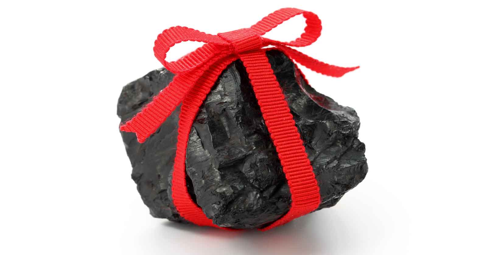 Coal wrapped in ribbon