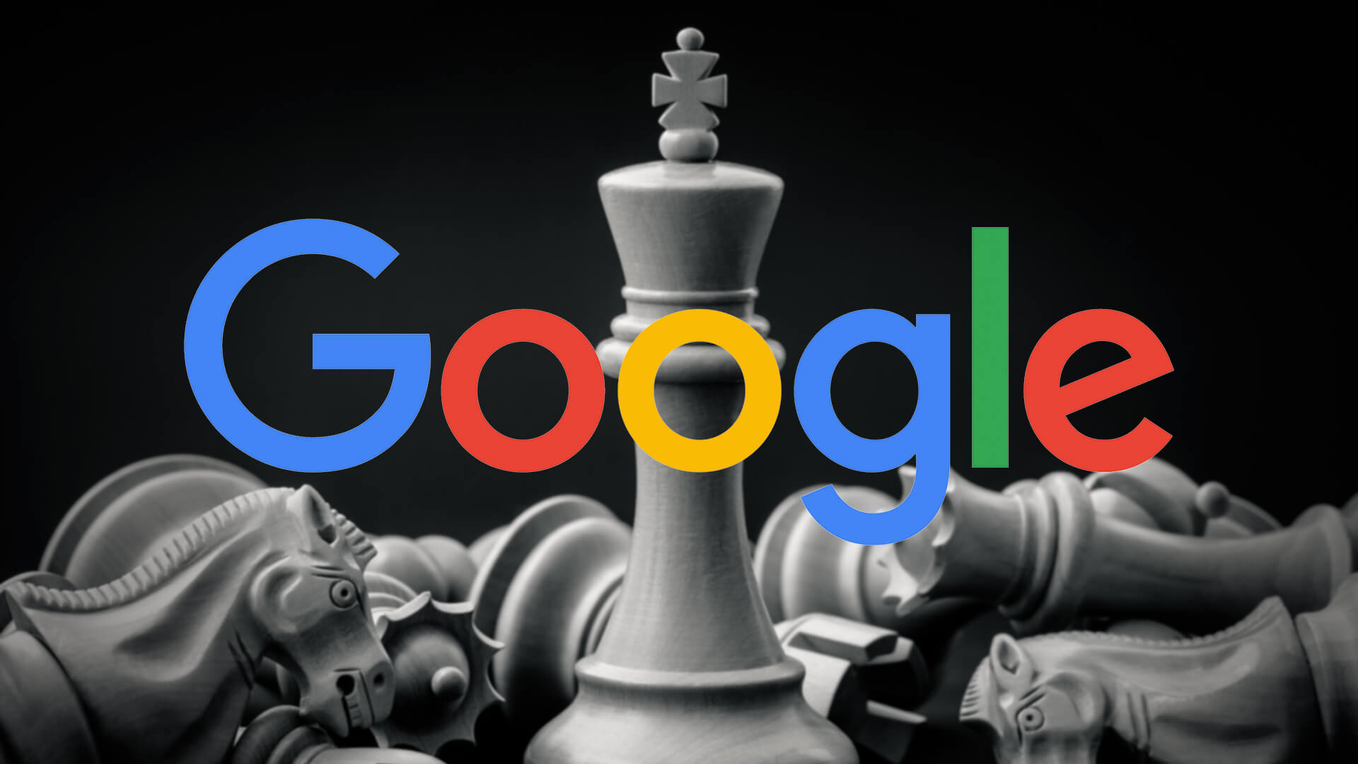 Google logo over chess piece