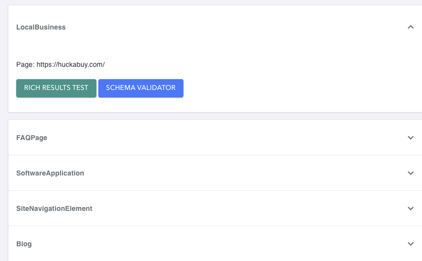 Expanded Structured Data panel with Schema Validator and Rich Results Test