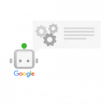 Illustration of Google's BERT algorithm update showing a robot processing text with gears