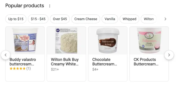 Carousel rich results example
