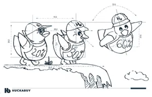 Huckabuy developers duck taking flight drawing