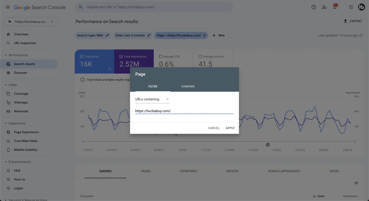 setting page rule in google search console